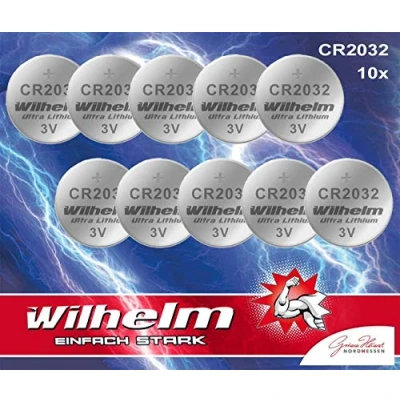 Obrázek 10x knoflíková baterie CR2032 Wilhelm Lithium 3V CR 2032 průmyslové zboží