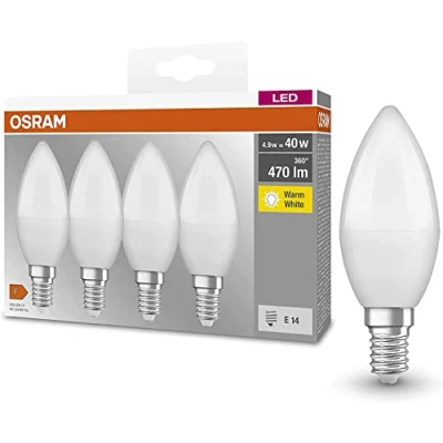 Obrázek LED žárovka Base Classic A od Osram, ve tvaru pístu s paticí E27, není stmívatelná.