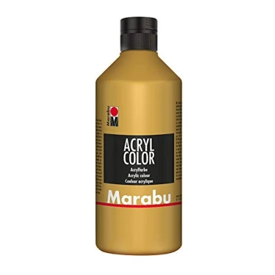Obrázek Marabu 12010075084 akrylová barva zlatá 500 ml, krémová na vodní bázi, rychleschnoucí, stálá světle, voděodolná, k nanášení štětcem a houbou plátno, papír dřevo