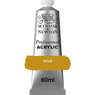 Obrázek Winsor &amp; Newton Profesionální akrylová barva 2320283 v umělecké kvalitě, vysoká zářivost barev a krycí schopnost, archivní kvalita, 60 ml tuba zlatá