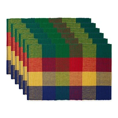 Obrázek DII Basic Everyday žebrované kolekce stolních desek, 100% bavlna, stolní sada, 13 x 19, letní kostkované, 6dílná