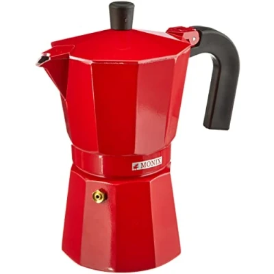 Obrázek Monix Fresa moka konvice, hliník, červená, 10 cm, 6 jednotek
