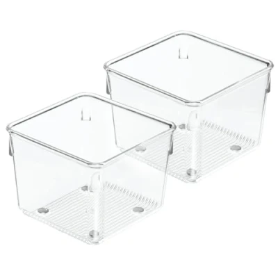 Obrázek iDesign 52730M2EU Linus box na příbory, obracečky malé předměty 2 kusy, 10,16 x 7,62 cm, průhledný, plast, čirý