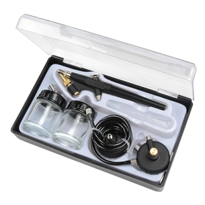 Obrázek Michelin Compact Airbrush Kit mit Schlauch, 2 Farbkanister + Tragetasche, Maximaler Druck: 1 Bar, Schwarz