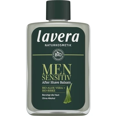 Obrázek lavera Men sensitiv After Shave balzám pečuje a osvěžuje chrání před pálením, zarudnutím suchem zklidňuje podrážděnou pokožku veganský přírodní kosmetika 100 ml