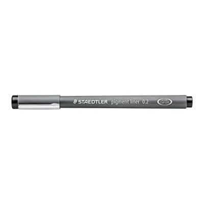 Obrázek STAEDTLER černá pigmentová linka, šířka čáry 0,2 mm, pigmentový inkoust vhodný na dokumenty, dlouhá kovová špička, životnost, 10 finelininů v kartonovém pouzdře, 308 02 9