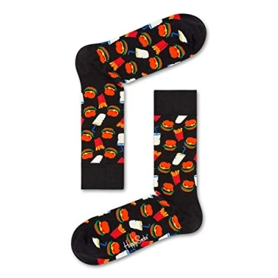 Obrázek Happy Socks Unisex Hamburger ponožky pro volný čas (6 ks v balení), černá