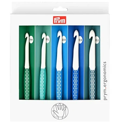 Obrázek Prym 57183 Ergonomics Crochet Hook Value Pack, Large (7mm, L, M, N, O) sada háčkovacích jehlic, vícebarevná