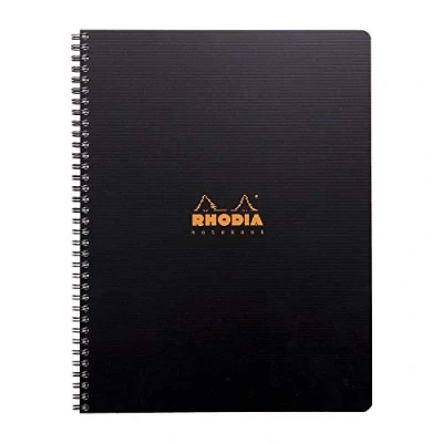 Obrázek Rhodia Poznámkový blok 119901C (s dvojitou spirálovou vazbou, DIN A4, 21 x 29,7 cm, linkovaný s okrajem, 90 g, 80 listů), 1 kus černý