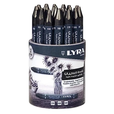 Obrázek Lyra Graphite Crayons, Assorted Degrees, Non Water Soluble, Set of 24 Black (5623240)