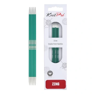 Obrázek KnitPro K47035 jehly na ponožky, kovové, zelené, 20 cm / 3 mm