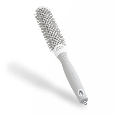Obrázek Olivia Garden Expert Blowout Speed bílý a šedý 25 keramický kulatý kartáč s extra dlouhým tělem pro % rychlejší