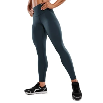 Obrázek CRZ YOGA Hugged Feeling dámské sportovní legíny s vysokým pasem neprůhledné na jógu kompresní kalhoty kapsou 64 cm/71 cm, Pravé námořnictvo