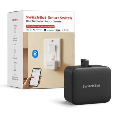 Obrázek SwitchBot Smart Switch Toggle inteligentní spínač, ovládání pomocí aplikace a časovače, přidejte Hub Mini pro kompatibilitu s asistenty Alexa, Google Home IFTTT (černý)