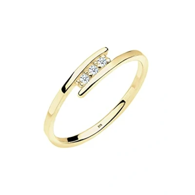Obrázek Elli DIAMONDS prsten dámský zásnubní Trio s diamantem (0,04 ct.) ze žlutého zlata 375, Fazetový brus, Diamant