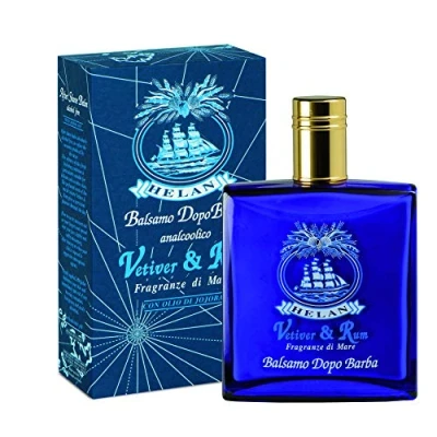 Obrázek Helan, Vetiver&amp;Rum balzám na vousy uklidňující, po holení pánský změkčující Aftershave pleťový krém přirozeně bez alkoholu proti podráždění, čerstvě vonící Made in Italy, 100 ml