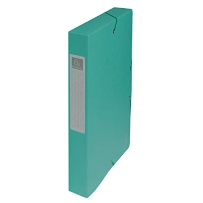 Obrázek Exacompta 50403E 1 Odkládací box s gumovými pásky Exabox z lesklého kartonu 600g/m2 zadní strana 4 cm rozměry 25 x 33 pro dokumenty A4 Barva zelená dodává se smontovaná