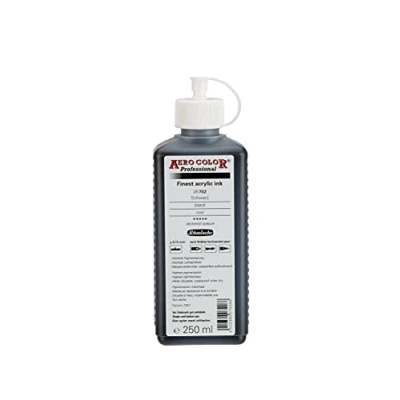 Obrázek Schmincke AERO COLOR® Professional, černá, 250 ml, 28 702 027, jemně tekutá, barevně výrazná akrylová barva pro akrylové malby, airbrush, smíšená média