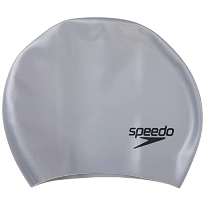 Obrázek Speedo Unisex čepice na koupání Silicone Long Hair Swim Cap pro dospělé, stříbrná, jednotná velikost