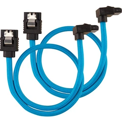 Obrázek Corsair Premium Sleeved SATA 3 kabel zahnutý / rovný (6Gbps, 30 cm 90) modrý