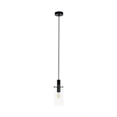 Obrázek EGLO Závěsné svítidlo Montefino, závěsná lampa s 1 žárovkou, z kovu v černé barvě a čiré sklo, na jídelní stůl, do obývacího pokoje, objímkou E27