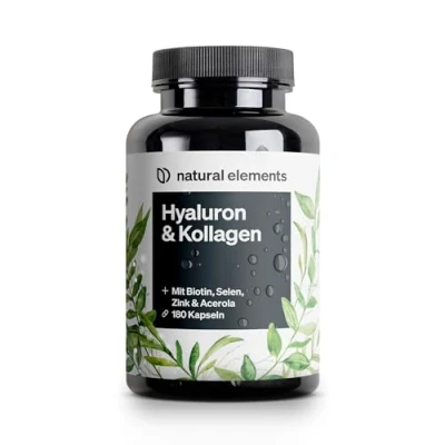 Obrázek Kolagen s kyselinou hyaluronovou 180 kapslí obohacený o biotin, selen, zinek, vitamin C z aceroly a bambusového extraktu laboratorně testováno
