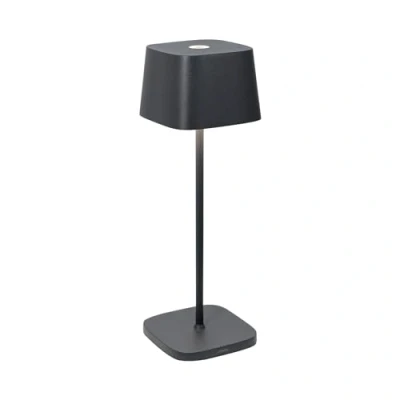 Obrázek Zafferano, Ofelia Lampe, Kabellose, Wiederaufladbare Tischlampe mit Touch Control, Auch für den Außenbereich Geeignet, Dimmer, 2200 3000 K, Höhe 29 cm, Farbe Dunkelgrau