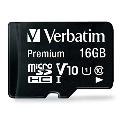 Obrázek Verbatim Paměťová karta Premium micro SDHC s adaptérem, 16 GB, paměť dat pro nahrávání fotografií a videí, SD v černé barvě, ideální mobilní telefon, fotoaparát nebo tablet