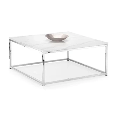 Obrázek Julian Bowen Scala Couchtisch, weißer Marmoreffekt, Chrom, Höhe: 40, Breite: 90, Tiefe: 90cm