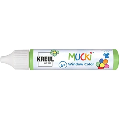 Obrázek KREUL 24412 Mucki Window Color, světle zelená, 29ml pero, barva na okna vodní bázi, bez parabenů, lepku, laktózy, veganské, snadno malovatelné, omyvatelné