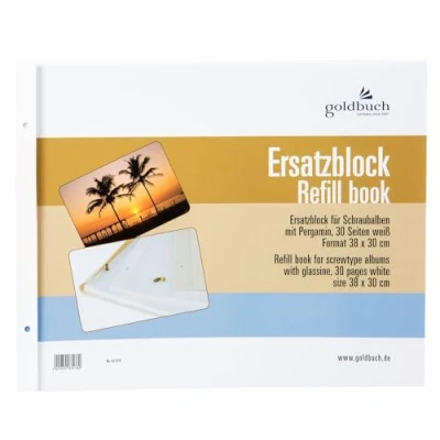Obrázek goldbuch 83078 náhradní blok pro šroubovací balbum, 30 bílých stran s pergamenovými oddělovacími listy, vhodné fotoalbum o velikosti 39 x 31 cm, doplňovací balení do fotoalb