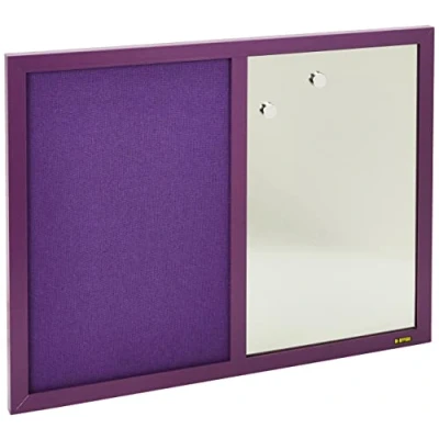 Obrázek Bi Office Kombinovaná tabule Lavander, nástěnka a bílá tabule, fialový textilní povrch stříbrná magnetická, MDF rám 22 mm silnější, 60 x 45 cm