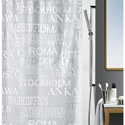 Obrázek Spirella Sprchový závěs proti plísním antibakteriální, lze prát, vodotěsný Peva, &quot;Cities&quot; 180 x 200 cm šedý