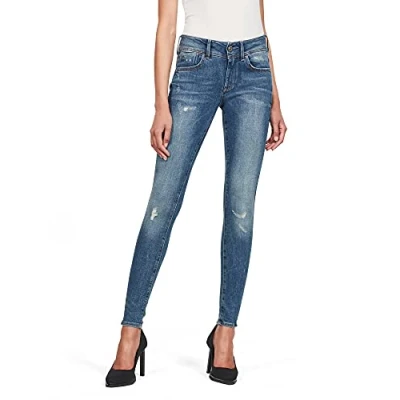 Obrázek G STAR Dámské Lynn Mid Waist Super Skinny Jeans, Modrá (Faded Blue Destroy D15266 9136 a890)