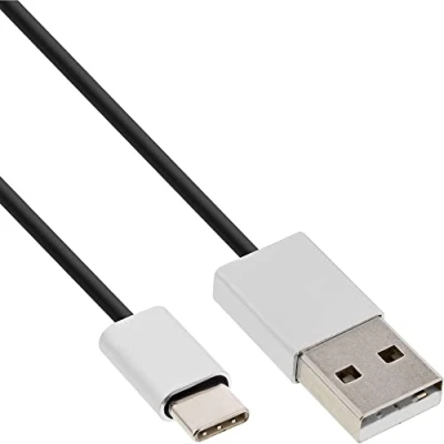 Obrázek InLine 35836 USB 2. 0 kabel, typ C konektor na A konektor, černá/hliník, flexibilní, 0,5 m