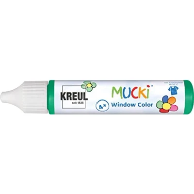 Obrázek KREUL 24413 Mucki Window Color, tmavě zelená, pero 29 ml, barva na okno bázi vody, bez parabenů, lepku, laktózy, veganské, snadno roztíratelná, omyvatelná