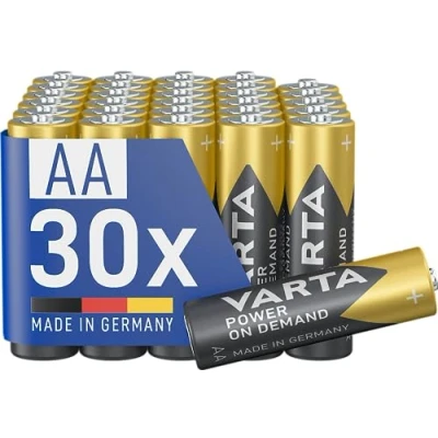 Obrázek VARTA Baterie AA, 30 kusů, Power on Demand, alkalické, 1,5 V, zásobní balení, chytré, flexibilní, výkonné, ideální pro počítačové příslušenství, přístroje Smart Home, Made in Germany [exkluzivně v