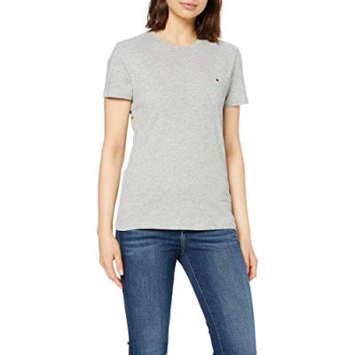 Obrázek Tommy Hilfiger Heritage CREW NECK TEE Jednoduché tričko, Ženy, Velikost: XS, Light grey heather