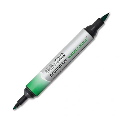 Obrázek Winsor &amp; Newton 0201521 akvarelové zvýrazňovače 2 hroty, štětec a jemný hrot, stálý na světle, vysoce pigmentované barvy pro kaligrafii, kresby ftalogelecká zelená, žlutý odstín