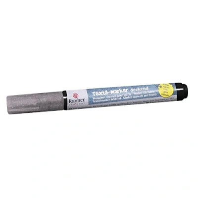 Obrázek Rayher Hobby 35001610 zvýrazňovač textilu třpytky, kulatý hrot 1 2 mm s ventilem, brilantní stříbro