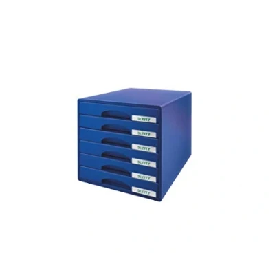 Obrázek Leitz Zásuvkový box se 6 zásuvkami, pro uložení dokumentů a potřeb A4, modrý, série Plus, 52120035