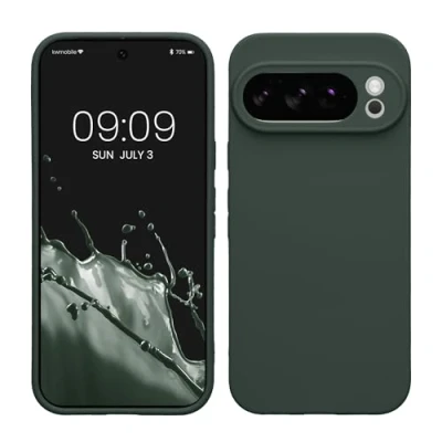Obrázek kwmobile pouzdro na mobil kompatibilní s Google Pixel 10 Pro z měkkého silikonu v mechové zelené barvě