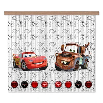 Obrázek AG Design Disney Cars polyesterové závěsy do auta dětského pokoje 180 x 160 cm záclony 2 díly FCSXL 4368