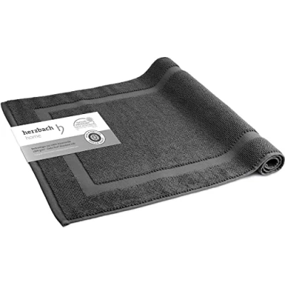 Obrázek herzbach home Koupelnová předložka 100% bavlna sprchová 1 000 g/m² savá lze prát (antracit, 50 x 80 cm)