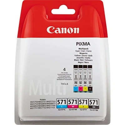 Obrázek Canon CLI 571 BK/C/M/Y inkoust do tiskárny Multipack 4 x 7 ml pro PIXMA inkoustová tiskárna ORIGINAL