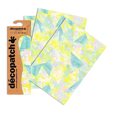 Obrázek Decopatch Papier No. 748 (türkis gelb Aquarelldreiecke, 395 x 298 mm) 3er Pack