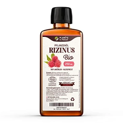 Obrázek Ricinový olej bio 250 ml 100% čistý, přírodní a lisovaný za studena řasy, obočí, vlasy, vousy, nehty