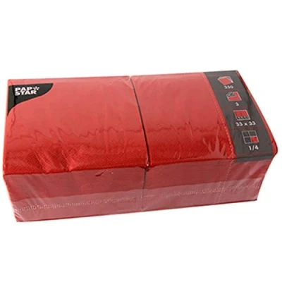 Obrázek Papstar 12483 250 ubrousků, 3vrstvé 1/4 skládání 33 x cm červené