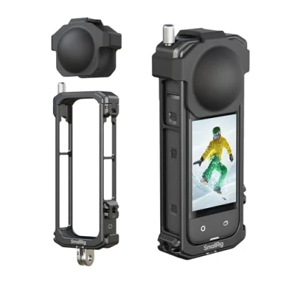 Obrázek SMALLRIG Klec Cage pro Insta360 X4, Protective Case, hliníkové ochranné pouzdro X4 se silikonovým krytem objektivu, integrovanou botkou blesku a 1/4&quot; 20 závitovým otvorem proti