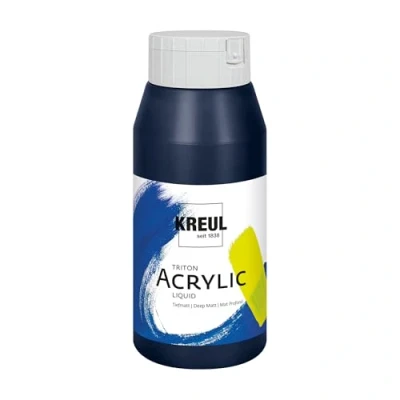 Obrázek KREUL 17025 Solo Goya Triton akrylová barva tmavě modrá, 750ml láhev, rychle a matně schnoucí, na vodní bázi, ve studiové kvalitě, mnohostranně použitelná, dobře krycí vydatná